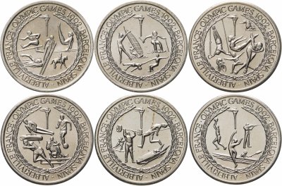 купить Тёркс и Кайкос набор 5 крон (crowns) 1992 Олимпийские игры Барселона 1992 и Альбервиль 1992