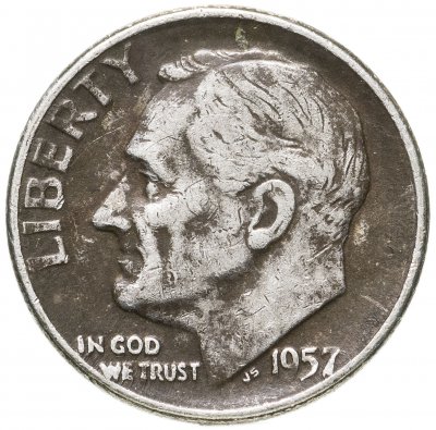 купить США 10 центов (дайм, one dime) 1957 D