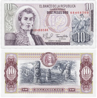 купить Колумбия 10 песо 1963-1980 (Pick 407g)