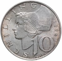 Купить Австрия 10 шиллингов (shillings) 1972