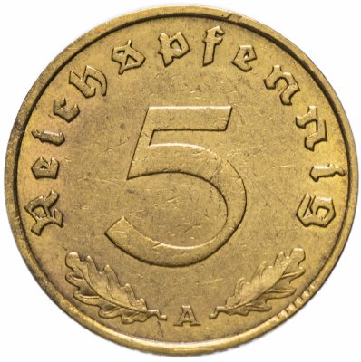 купить Германия (Третий Рейх) 5 рейхспфеннигов 1938 "А"