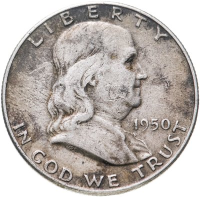 купить США 50 центов (1/2 доллара, half dollar) 1950 Franklin Half Dollar Без отметки монетного двора