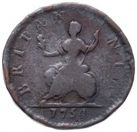 Купить Великобритания 1 фартинг 1754