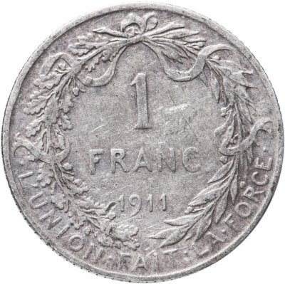 купить Бельгия 1 франк (franc) 1911 Надпись на французском - 'ALBERT ROI DES BELGES'
