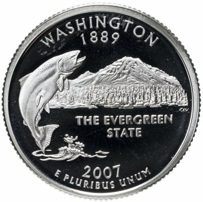 купить США 25 центов (квотер, 1/4 доллара, quarter dollar) 2007 Вашингтон Серебро