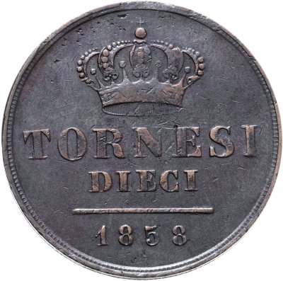 купить Королевство обеих Сицилий 10 торнези (tornesi) 1858