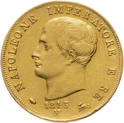 купить Италия 40 лир (lire) 1813 с портретом Наполеона I Бонапарта