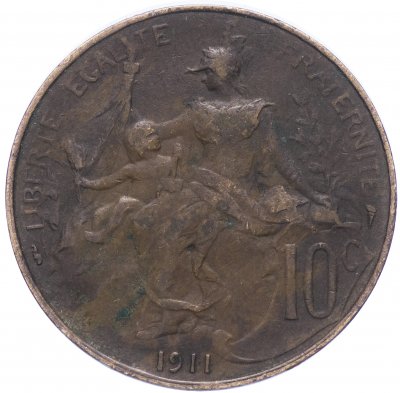 купить Франция 10 сантимов 1911