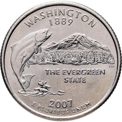 купить США 25 центов (квотер, 1/4 доллара, quarter dollar) 2007 D Квотер штата Вашингтон знак монетного двора: "D" - Денвер