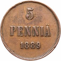 Купить 5 пенни 1889, монета для Финляндии