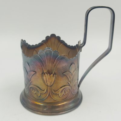 купить Подстаканник "Лилия", мельхиор (медь-никель), Ленэмальер (Ленинградский эмальер), СССР, 1950-1960 гг.