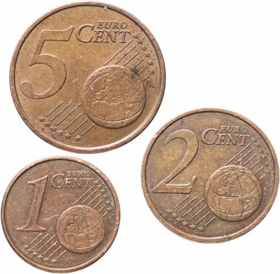 купить Франция набор монет 1, 2 и 5 евро центов (euro cent) 1999-2021, случайные даты