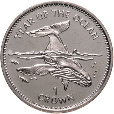 купить Остров Мэн 1 крона (crown) 1998 "Год океанов (горбатый кит)"