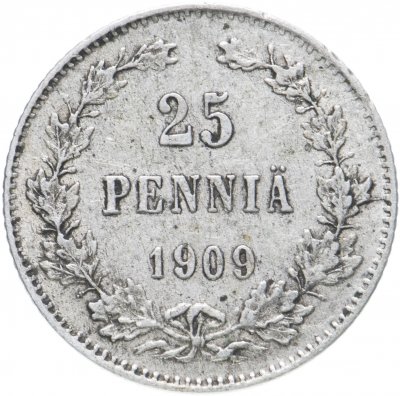 купить 25 пенни 1909 L, монета для Финляндии