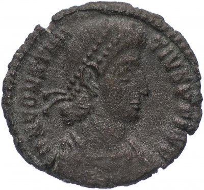 купить Римская Империя Констанций II 324–361 гг фоллис (реверс: воин поражает копьем всадника)