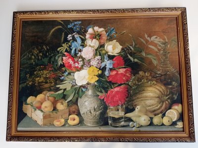 купить Репродукция с картины И. Ф. Хруцкого «Цветы и плоды» 1839 года, оргалит, дерево, печать, 1980-2000 гг.