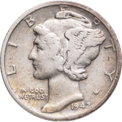 купить США 10 центов (дайм, one dime) 1942 S Mercury Dime (дайм «Меркурий») знак монетного двора "S" - Сан-Франциско