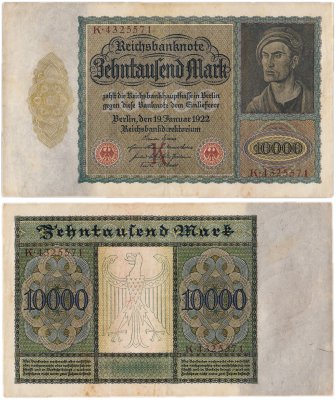 купить Германия 10000 марок 1922 год (Pick 70) Буква К