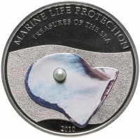 купить Палау 5 долларов 2010 "Морской жемчуг. Сокровища моря. Голубая жемчужина" в футляре с сертификатом