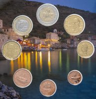 Купить Греция годовой набор евро 2016 (8 монет в буклете)