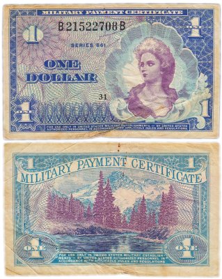 купить США 1 доллар 1968 (Pick M68) Военный сертификат
