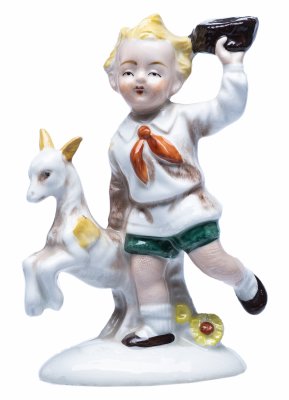 купить Статуэтка "Мальчик с козленком", фарфор, роспись, Германия, 1970-1990 гг.