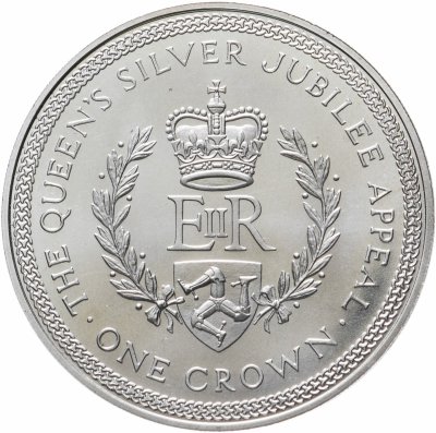 купить Остров Мэн 1 крона, 1977 25 лет правлению Королевы Елизаветы II /монограмма ERII/