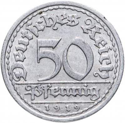 купить Германия, Веймарская республика 50 пфеннигов (pfennig) 1919-1922, случайный год