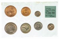 Купить Новая Зеландия набор монет 1965 год 1/2, 1, 3, 6 пенни, 1 шиллинг, 1 флорин, 1/2 кроны (7 штук)