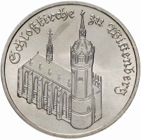 Купить Германия (ГДР) 5 марок 1983 "Замковая церковь в Виттенберге"