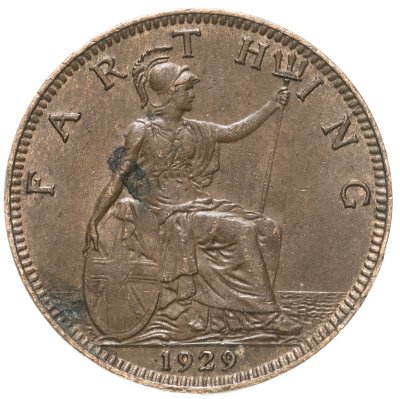 купить Великобритания 1 фартинг (farthing) 1929