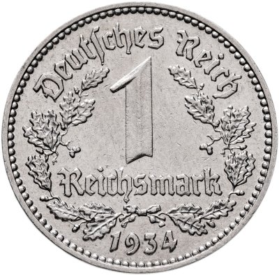 купить Германия, Третий Рейх 1 рейхсмарка 1933-1939, случайный год и знак монетного двора
