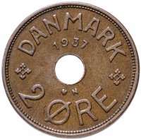 Купить Дания 2 эре (ore) 1937