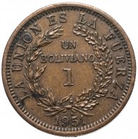Купить Боливия 1 боливиано (boliviano) 1951