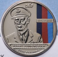 купить Джерси 5 фунтов 2010 "Битва за Британию: Командир Боб Стенфорд-Тук" в конверте с маркой