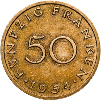 купить Саар 50 франков (francs) 1954