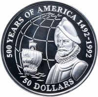 купить Острова Кука 50 долларов (dollars) 1993 "500 лет открытию Америки. Франциско де Ореллана"