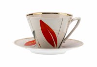 Купить Чайная пара с геометрическим рисунком, фарфор роспись, Барановский фарфоровый завод, СССР, 1962-1972 гг.