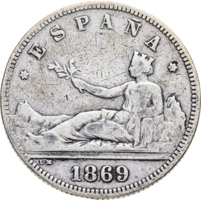 купить Испания 2 песеты (pesetas) 1869