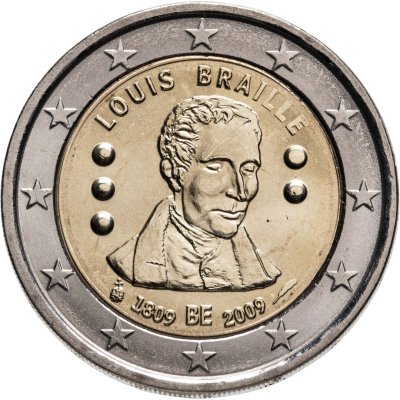 купить Бельгия 2 евро (euro) 2009 200-летие Луи Брайля Бельгия