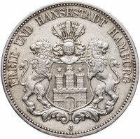 купить Германская Империя, Гамбург 5 марок 1913 J