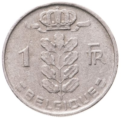купить Бельгия 1 франк (franc) 1966 надпись на французском - "BELGIQUE"