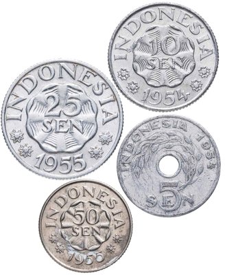 купить Индонезия набор монет для обращения 1954-1955 (4 штуки)