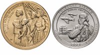 купить Последние новинки США 1 доллар 2020 D "Септима Кларк" и 25 центов 2021 D "Пилоты из Таскиги"