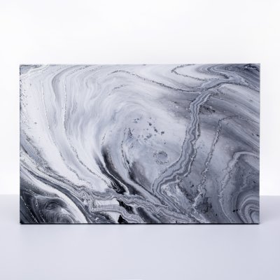 купить Картина «Иней на окне. Абстракция», авторская работа в технике Fluid Art, холст, акрил, художник Анна Лукьянова, Россия, 2021 г.