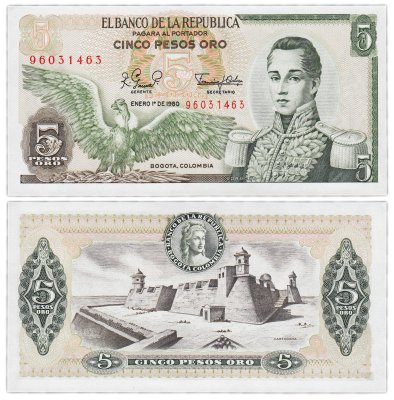 купить Колумбия 5 песо 1980 год Pick 406 (f)