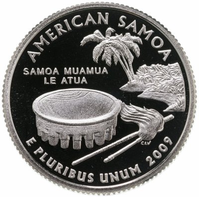 купить США 25 центов (квотер, 1/4 доллара, quarter dollar) 2009 Квотер Американского Самоа знак монетного двора: "S" - Сан-Франциско