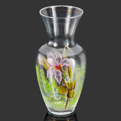 купить Ваза для цветов, украшенная нежным цветочным декором, стекло, золочение, роспись, Европа, 1950-1970 гг.