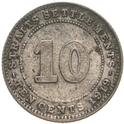 купить Стрейтс Сетлментс 10 центов (cents) 1919
