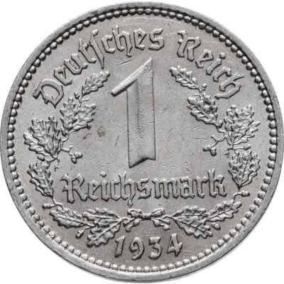 купить Германия (Третий рейх) 1 рейхсмарка (reichsmark) 1934 A